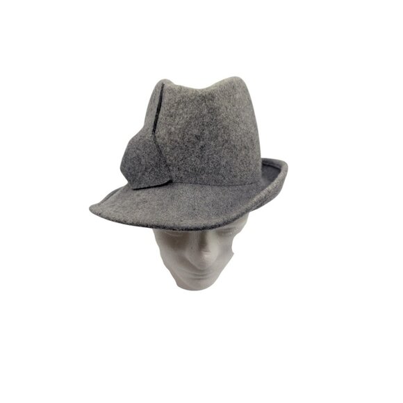 Nine West Womens Gray Wool Fedora Hat With Bow Accent o/s - Picture 3 of 7